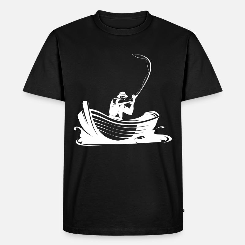 Angler - Fisherman - Boot - Fishing - Männer Premium Bio T-Shirt - Schwarz