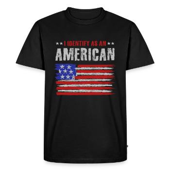 I Identify as an American, No Identity Politics - Men's Premium Organic T-Shirt - black - Front - Nico (187cm)