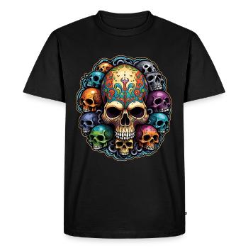 Grand crâne décoratif avec de petits crânes - T-shirt Premium bio Homme - noir - Devant - Nico (187cm)