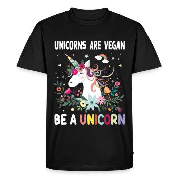 Licorne végétalienne végétalienne végétalienne - T-shirt Premium bio Homme - noir - Devant - Nico (187cm)