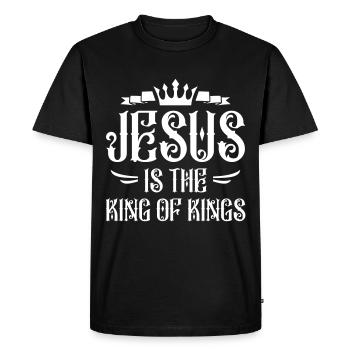Jésus est roi - T-shirt Premium bio Homme - noir - Devant - Nico (187cm)