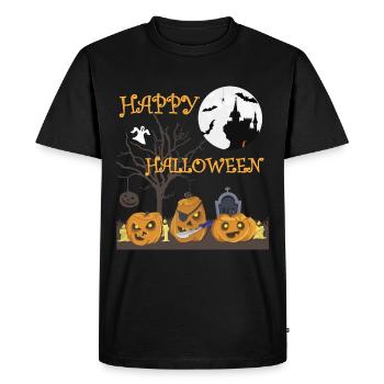 Halloween Creepy Pumpkin, T-Shirt de chauve-souris - T-shirt Premium bio Homme - noir - Devant - Nico (187cm)
