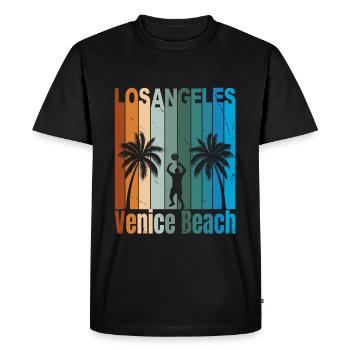 Los Angeles Venice Beach Vintage Hommes - T-shirt Premium bio Homme - noir - Devant - Nico (187cm)