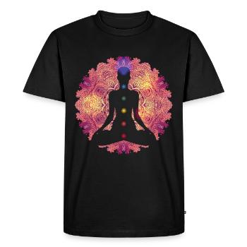 Spiritual Meditation Chakras Mandala Aura - Men's Premium Organic T-Shirt - black - Front - Nico (187cm)