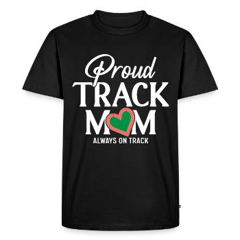 Fière maman athlétisme, toujours à l’affût - T-shirt Premium bio Homme - noir - Devant - Nico (187cm)