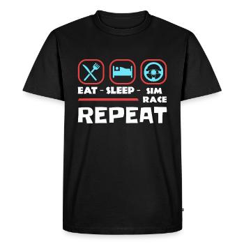 Eat Sleep Sim Race Repeat Sim Racing - Men's Premium Organic T-Shirt - black - Front - Nico (187cm)