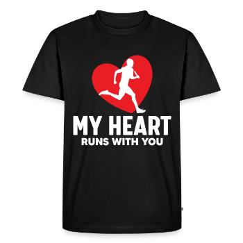 For the athletics mother, whose heart is with - Men's Premium Organic T-Shirt - black - Front - Nico (187cm)
