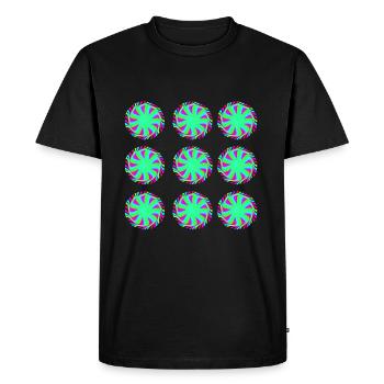 Illusion Goa Circle Pattern - Men's Premium Organic T-Shirt - black - Front - Nico (187cm)