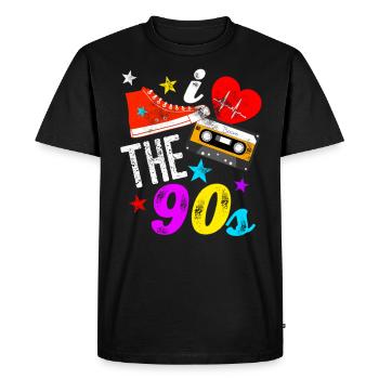 j'aime les années 90 - T-shirt Premium bio Homme - noir - Devant - Nico (187cm)
