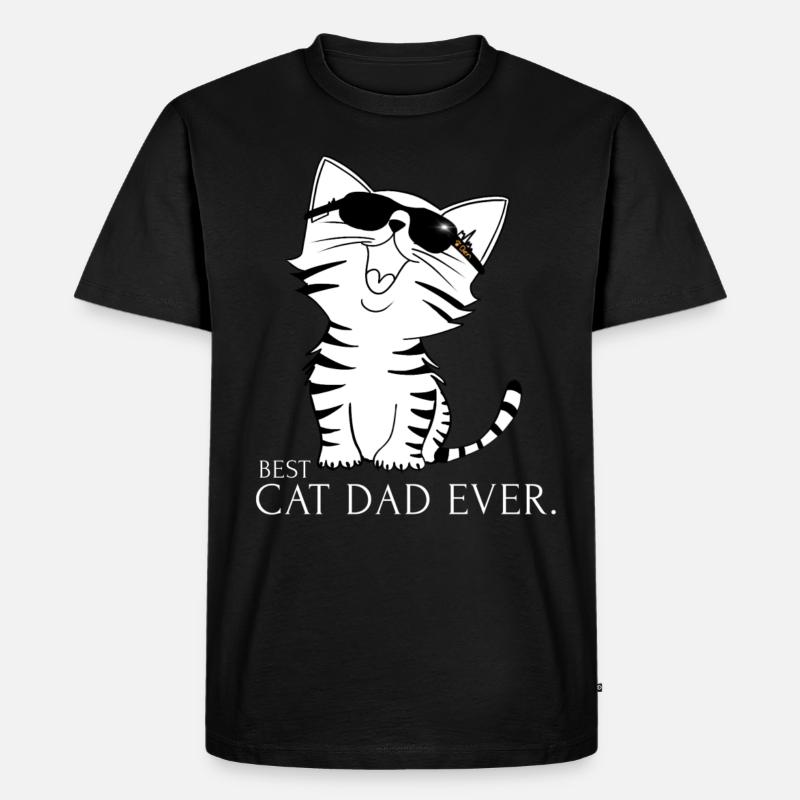 BEST CAT DAD EVER - Männer Premium Bio T-Shirt - Schwarz