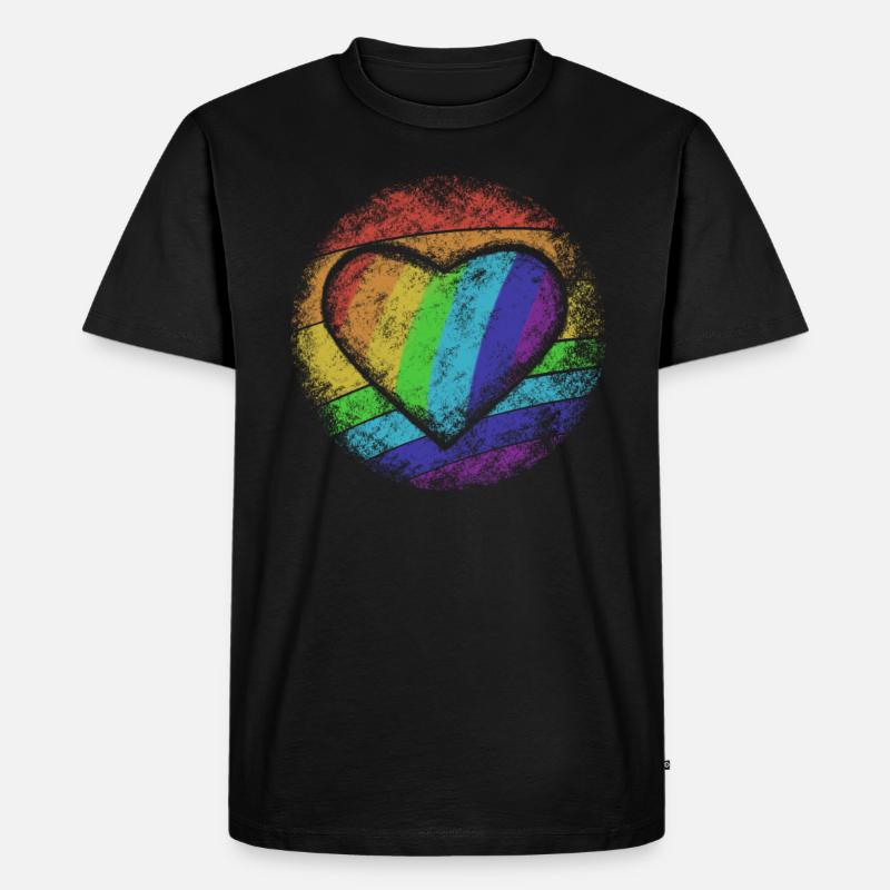 Rainbow Heart - Männer Premium Bio T-Shirt - Schwarz