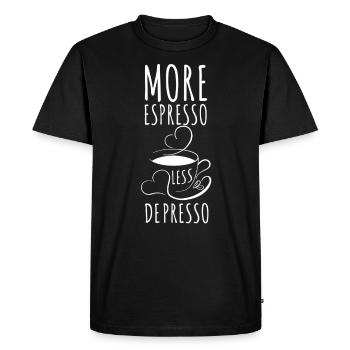 Plus Espresso Moins Dépresso - T-shirt Premium bio Homme - noir - Devant - Nico (187cm)