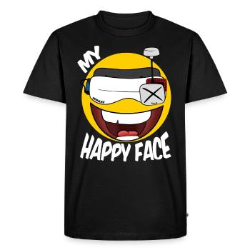 FPV DRONE MY HAPPY FACE - Men's Premium Organic T-Shirt - black - Front - Nico (187cm)