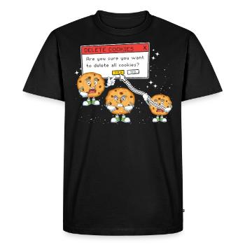 Supprimer Cookies Geek tech humour Informaticien - T-shirt Premium bio Homme - noir - Devant - Nico (187cm)