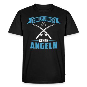 coole jungs gehen angeln angler fischer kinder - Männer Premium Bio T-Shirt - Schwarz - Vorne - Nico (187cm)
