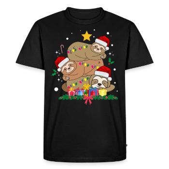 Paresseux de Noël - T-shirt Premium bio Homme - noir - Devant - Nico (187cm)
