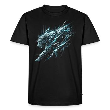 Éclair léopard - T-shirt Premium bio Homme - noir - Devant - Nico (187cm)