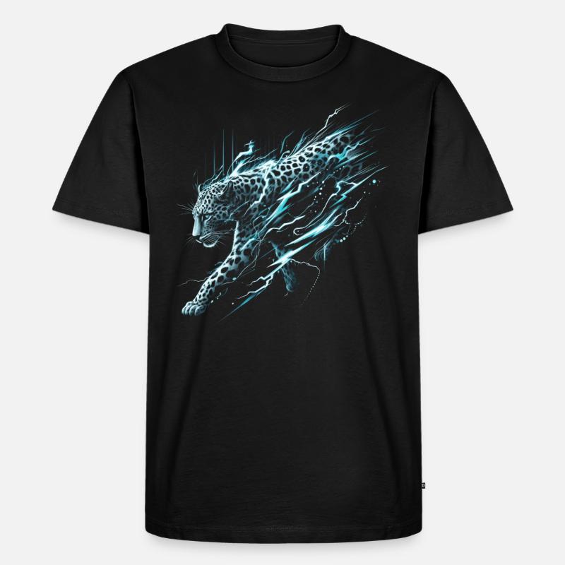 Leopard Lightning - Männer Premium Bio T-Shirt - Schwarz