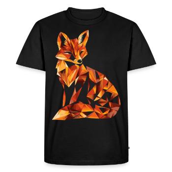 Renard Géométrie Abstraite - T-shirt Premium bio Homme - noir - Devant - Nico (187cm)