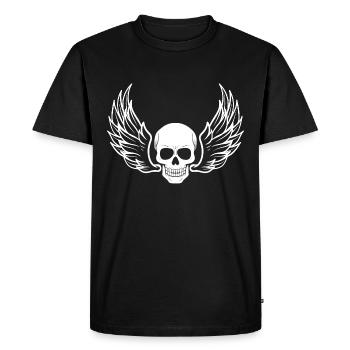 Crâne avec des ailes - T-shirt Premium bio Homme - noir - Devant - Nico (187cm)