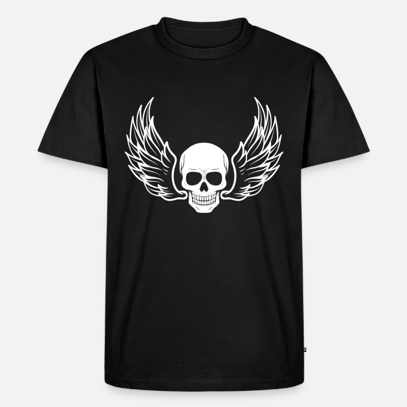 Crâne avec des ailes - T-shirt Premium bio Homme - noir