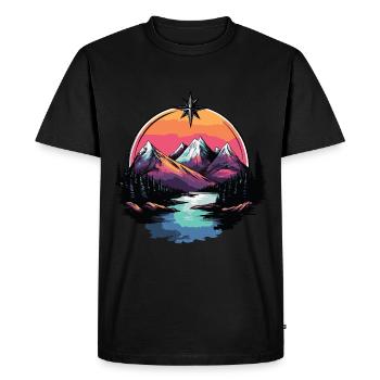 Montagnes, Nature, Paysage - T-shirt Premium bio Homme - noir - Devant - Nico (187cm)