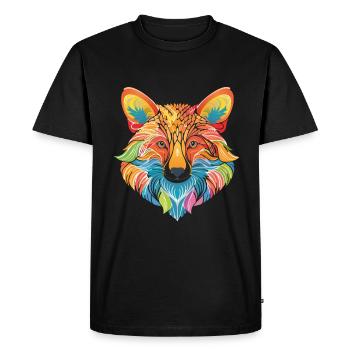 Colorful fox made of artistic pattern - Men's Premium Organic T-Shirt - black - Front - Nico (187cm)