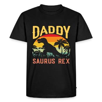 Idée cadeau fête des pères pour daddysaurus - Fête des pères - T-shirt Premium bio Homme - noir - Devant - Nico (187cm)