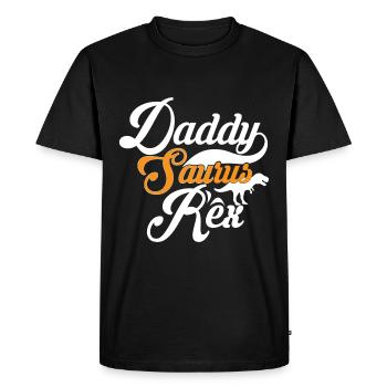 Idée cadeau fête des pères pour daddysaurus - Fête des pères - T-shirt Premium bio Homme - noir - Devant - Nico (187cm)