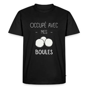 Occupé Avec Mes Boules - T-shirt Premium bio Homme - noir - Devant - Nico (187cm)