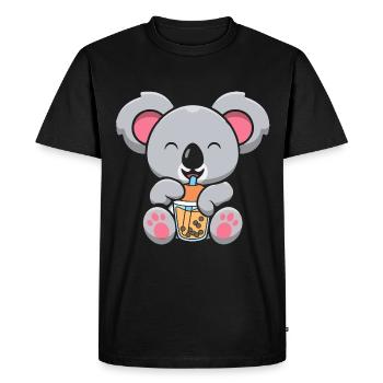 Bubble Milk Tea Koala Drinking Boba Milk Tea - Men's Premium Organic T-Shirt - black - Front - Nico (187cm)