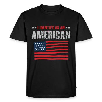 I Identify as an American, No Identity Politics - Men's Premium Organic T-Shirt - black - Front - Nico (187cm)