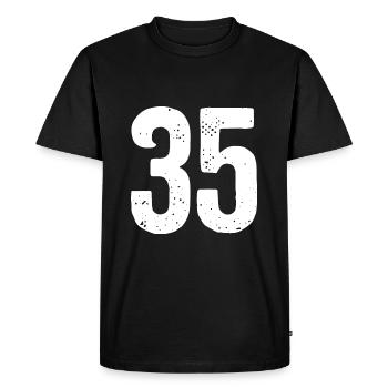 35 numéros blancs - T-shirt Premium bio Homme - noir - Devant - Nico (187cm)