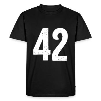 42 Numbers White - Men's Premium Organic T-Shirt - black - Front - Nico (187cm)