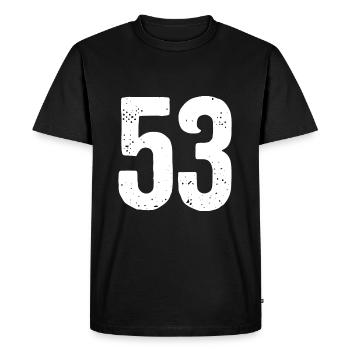 53 Numéros Blanc - T-shirt Premium bio Homme - noir - Devant - Nico (187cm)