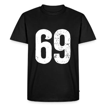 69 Numbers White - Men's Premium Organic T-Shirt - black - Front - Nico (187cm)
