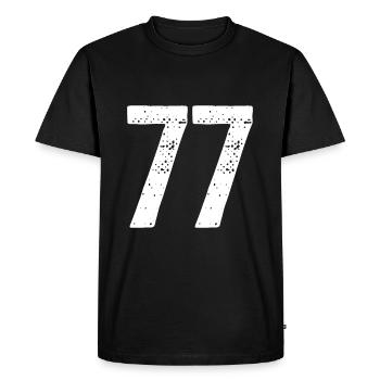 77 Numéros Blanc - T-shirt Premium bio Homme - noir - Devant - Nico (187cm)