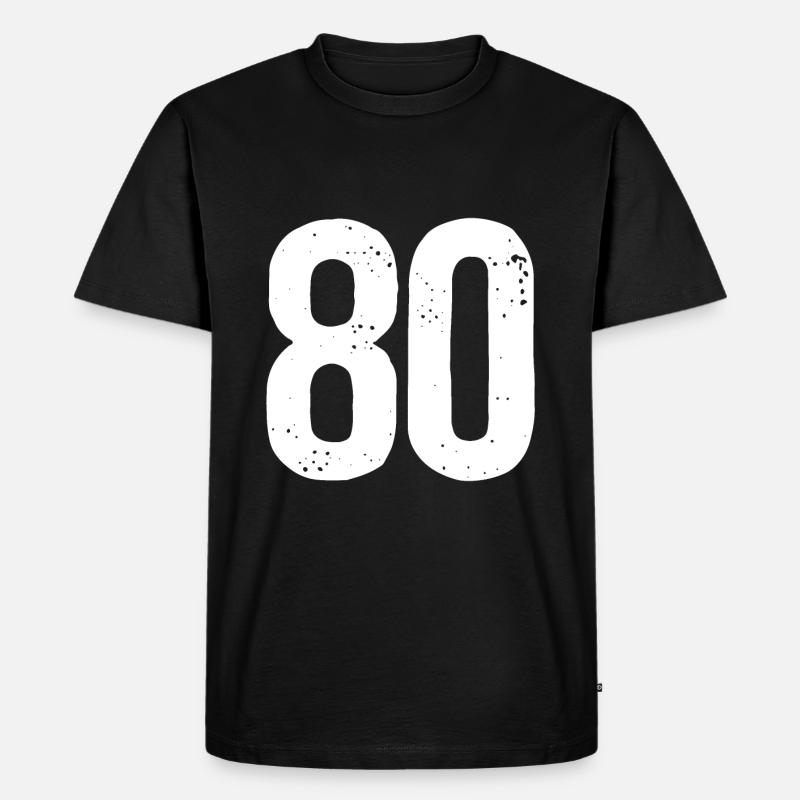 80 Zahlen Weiß - Männer Premium Bio T-Shirt - Schwarz