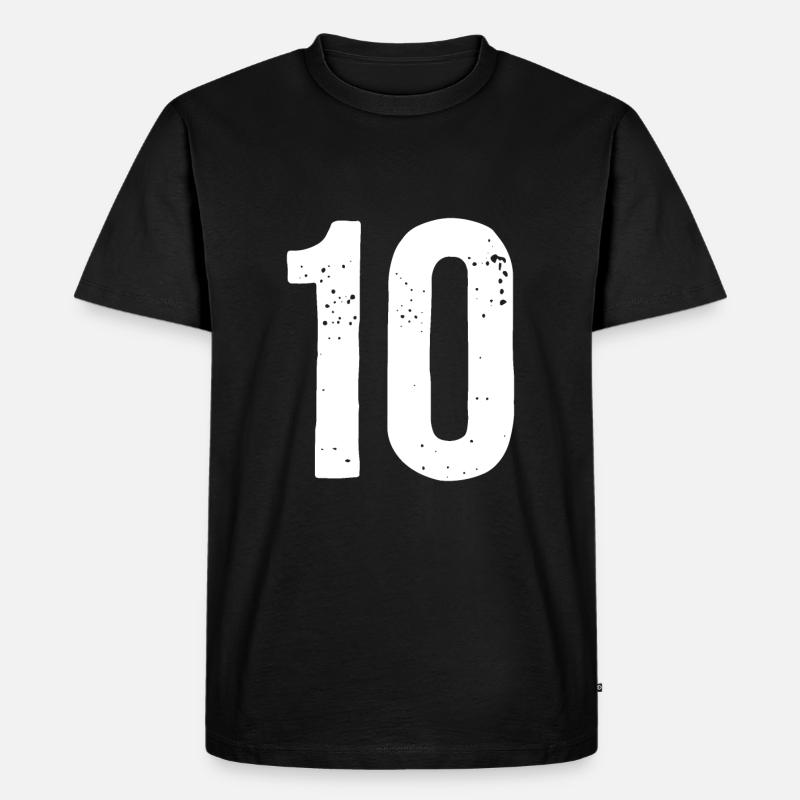 10 Zahlen Weiß - Männer Premium Bio T-Shirt - Schwarz