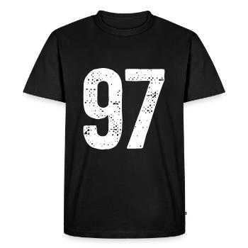97 Numéros Blanc - T-shirt Premium bio Homme - noir - Devant - Nico (187cm)