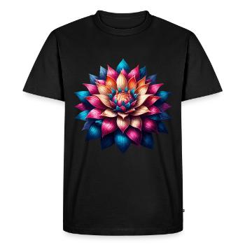 Colorful Lotus Flower Mandala - Men's Premium Organic T-Shirt - black - Front - Nico (187cm)