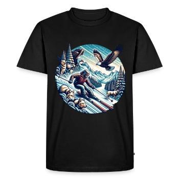 Sports d’hiver d’aventure avec des animaux sauvages - T-shirt Premium bio Homme - noir - Devant - Nico (187cm)