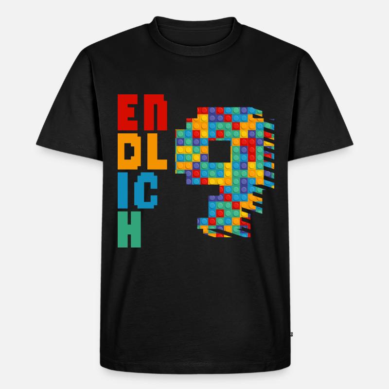 Endlich 9 Baustein - Männer Premium Bio T-Shirt - Schwarz