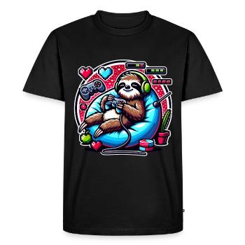 Fan de paresseux de jeu effrayant - T-shirt Premium bio Homme - noir - Devant - Nico (187cm)