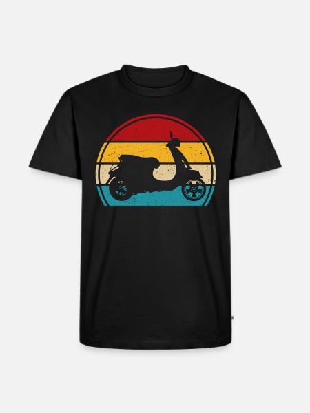 Motorroller Retro rollerfahren scooter moped - Herre Premium økologisk T-shirt - sort