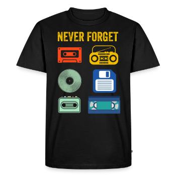 Never Forget Retro electronic devices Vintage - Men's Premium Organic T-Shirt - black - Front - Nico (187cm)
