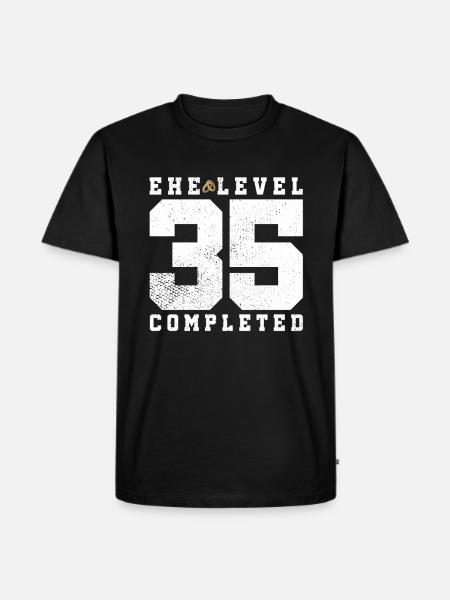 Ehe Level 35 Completed - Männer Premium Bio T-Shirt - Schwarz