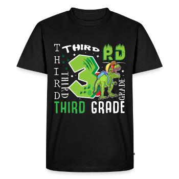 3rd class Dino T-Rex - Men's Premium Organic T-Shirt - black - Front - Nico (187cm)
