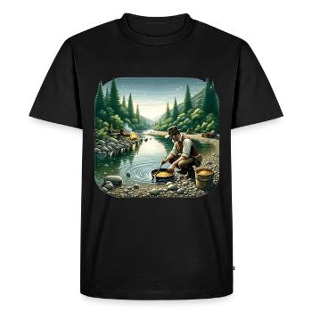 Gold Diggers By The River At Sunset In The - Men's Premium Organic T-Shirt - black - Front - Nico (187cm)