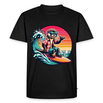 Graphique cool de loutre de surf dans un style rétro - T-shirt Premium bio Homme - noir - Devant - Nico (187cm)